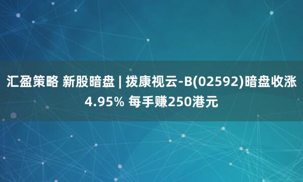 汇盈策略 新股暗盘 | 拨康视云-B(02592)暗盘收涨4.95% 每手赚250港元