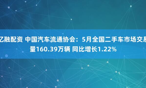 亿融配资 中国汽车流通协会：5月全国二手车市场交易量160.39万辆 同比增长1.22%