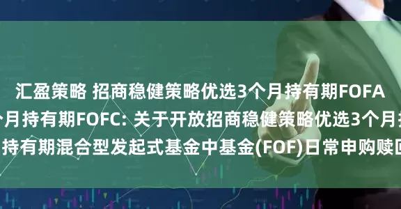 汇盈策略 招商稳健策略优选3个月持有期FOFA,招商稳健策略优选3个月持有期FOFC: 关于开放招商稳健策略优选3个月持有期混合型发起式基金中基金(FOF)日常申购赎回和定期定额投资业务的公告